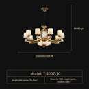 GobekUsa All Copper Jade Chandelier, Modern Chinese Style for Living Room, Bedroom, Dining Room.
