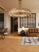 GobekUsa Gold Crystal Ceiling Chandelier LED Light Fixture for Luxury Home Decor