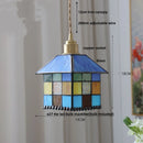GobekUsa Colorful Glass Magic Cube LED Pendant Lights Tiffany Style Wood Hang Lamp