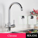 GobekUsa Black Purified Water Kitchen Faucet Hot Cold Mixer Dual Handles Drinking Water Tap