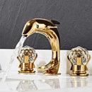 GobekUsa Gold Basin Faucet: Brass Nickel Dolphin Bathroom Sink Faucet, 3 Hole Widespread