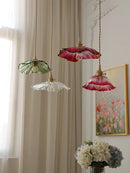 GobekUsa Japanese Sunflower Glass Pendant Lights Modern Brass Hanglamp Fixture