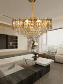 GobekUsa Gold Amber Crystal Chandelier Lights Modern Room Decor Hanging Lamp