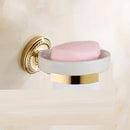 GobekUsa Gold Brass Bathroom Accessories Set: Robe Hook, Paper Holder, Towel Bar, Towel Ring