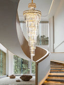 GobekUsa Gold Stainless Steel Crystal Chandelier Pendant Light for Large Home Decor