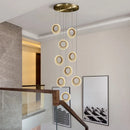 GobekUsa Crystal Ring LED Chandelier: Modern Gold Kitchen Lighting for Staircase, Simple Indoor Hanging Lamp