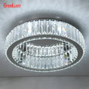 GobekUsa Big Crystal Round LED Chandelier Dimmable Ceiling Light with Remote