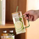 GobekUsa 400ml Square Glass Mug with Lid and Straw | Versatile Party Beverage Cup