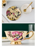 GobekUsa Bone China Tea Cup Set with Saucer Spoon - Elegant Black Tea Party Coffeeware