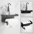 GobekUsa Aluminum Black Tissue Holder with Phone Shelf - Toilet Paper Rack