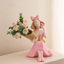 GobekUsa Girl Statues Vase Ornaments Office Decor Figurines TV Cabinets Floral Accessories