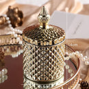 GobekUsa Gilded Glass Storage Jar with Lid for Candy, Jewelry, and Cosmetics