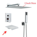 GobekUsa Black Wall Mounted Shower System with Handshower - 12/16 Inch Rainwater Faucet
