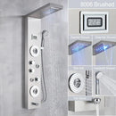 GobekUsa Black LED Waterfall Rain Shower Panel Faucet Set with Massage Jets