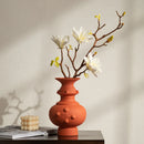 GobekUsa Chinese-style Retro Ceramic Vase, Handmade Relief Pot Flower Vase for Home Decor