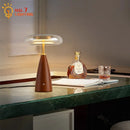 GobekUsa Gold Lustre Wood Table Lamp LED - Luxe Retro Medieval Design