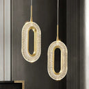 GobekUsa Crystal Oval Gold Ring Pendant Light Chandelier for Living Room & Bedroom