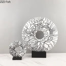 GobekUsa Circle Ornament Desk Decoration Resin Ring Statue Modern Crafts Decor