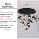 GobekUsa Crystal Ball Pendant Light for Modern Living Room, Black & Gold Luxury Fixture