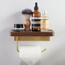 GobekUsa Brass & Wood Wall-mounted Toilet Paper Holder & Tissue Box Rack
