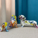 GobekUsa Dachshund Dog Resin Graffiti Art Figurine for Home Interior Collection