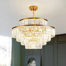 GobekUsa Golden Crystal Chandelier Pendant Light for Luxurious Living Room, Dining Room, Bedroom