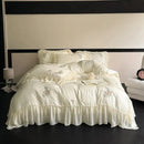 GobekUsa Flowers Embroidery Lace Ruffles Bedding Set in Soft Lyocell Fabric