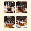 GobekUsa Glass Teapot Set Clear Teacup Kung Fu Tea Maker Milk Rose Set