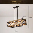 GobekUsa 6-Head Industrial Style Pendant Lamp - Retro Solid Wood Iron Table Light