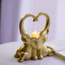 GobekUsa Elephant Couple Resin Candlestick Figurines Decor