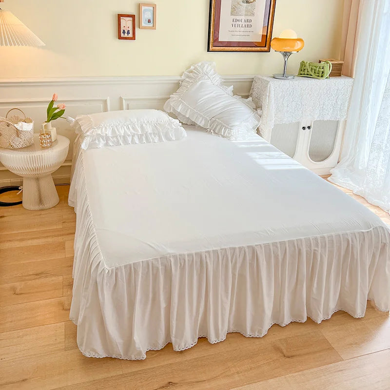 GobekUsa Korean Princess Style Double Ruffle Bedding Set for Queen King Bed, photo 6 of 9