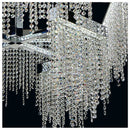 GobekUsa Crystal Tassel Chandelier: Modern Luxury Silver Hanging Lamp for Dining Room
