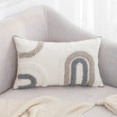 GobekUsa Geometric Embroidery Tassel Cushion Cover - Grey White Simple Loop Tufted Pillow