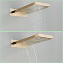 GobekUsa Gold Thermostatic Rain Waterfall Shower Faucet Set - Wall Mounted Shower System