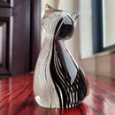 GobekUsa Hand Blown Glass Cat Figurine, Modern Art Crystal Sculpture, Cute Ornament