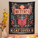 GobekUsa Cat Witchcraft Tapestry: Sun Moon Tarot Mushroom Divination for Home Decor