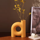 GobekUsa Geometric Ceramic Vase: Hollowed-out Letters Flower Arrangement Home Decor