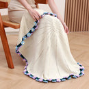 GobekUsa Elegant Daisy Bouquet Soft Blanket for Office Sofa, Multi-Functional Nap Shawl & Cushion