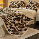 GobekUsa Luxe Leopard Rabbit Fur Blanket: Cozy Office & Sofa Throw, Skin-Friendly & Multi-Functional