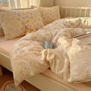 GobekUsa Lace Duvet Cover Bedding Set 4Pcs French Washed Cotton for Single Double Bed