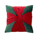 GobekUsa Christmas Bow Patchwork Velvet Pillow Cover Set for Festive Home Decor