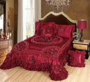GobekUsa Luxe Champagne Jacquard Lace Bedspread Set with Pillowcases