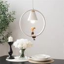 GobekUsa Iron Ring Pendant Lights Nordic Modern Child Bedroom Hanging Lamps Led Bird Light E27