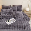 GobekUsa Gradient Faux Rabbit Fur Bedding Set - Warm Luxury Plush Duvet Cover & Quilt Sets