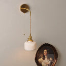 GobekUsa Ceramic Copper Wall Light Fixture with Pull Chain Switch, E27 LED, Modern Nordic Design