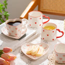 GobekUsa Love Heart Hand Painted Ceramic Coffee Mug Cute Tea Cup for Home Office