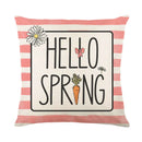 GobekUsa Easter Bunny Rabbit Linen Cushion Cover 45x45cm - Flower Print Festival Pillowcase