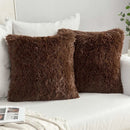 GobekUsa Cozy Plush Fur Cushion Cover 43x43cm White Grey Sofa Decor Pillowcase