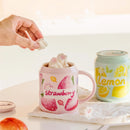 GobekUsa Fruit Shape Ceramic Mug with Lid and Straw, Cute Korean Style Design