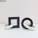 GobekUsa Geometric Knot Sculpture Desk Decor - Abstract Square Ring Statue